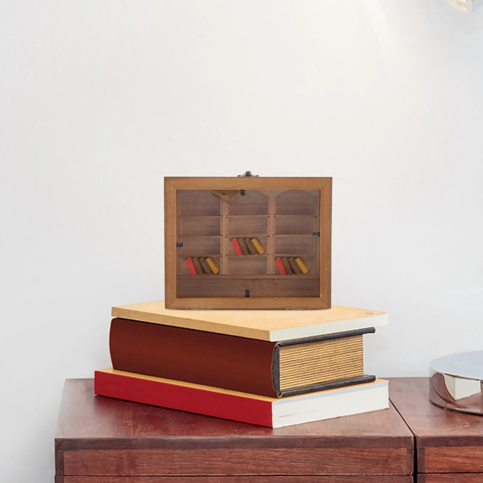 

Miniature Bookshelf Compact Detailed Decoration for Desk Study Living Room Mini Dollhouse Furniture Accessory Miniature Bookcase