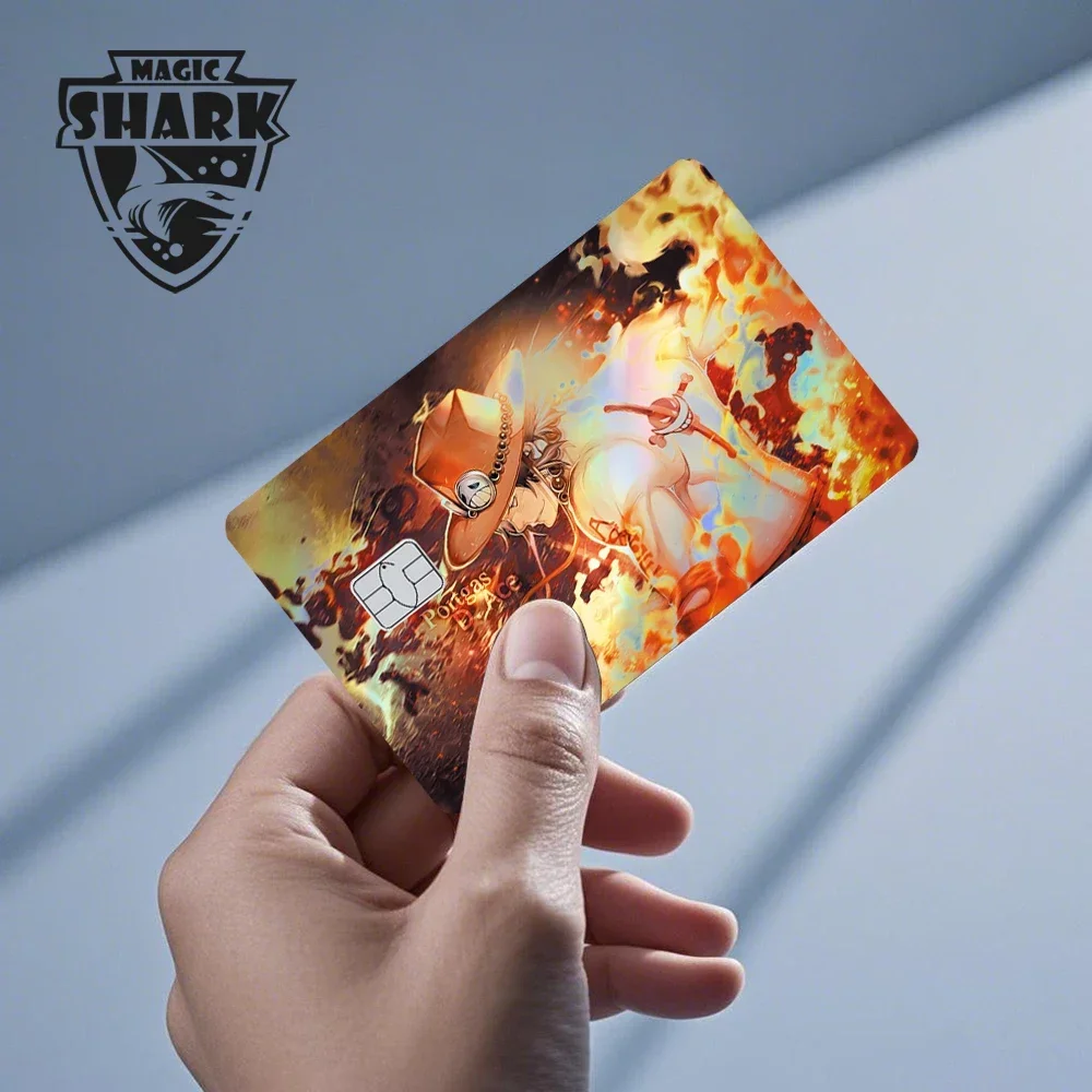 Magic Shark Luffy Zorro Ace Skull Anume Holographic Shinny Laser Sticker Film Skin for Credit Debit Card