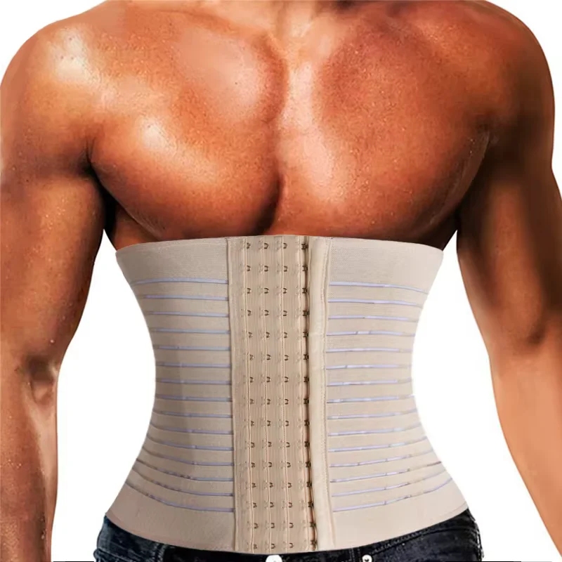 Entrenador de cintura con soporte para cintura para hombre, fajas de corsé para culturismo, cinturón adelgazante para vientre, correas de modelado, cinturones transpirables con Control de barriga