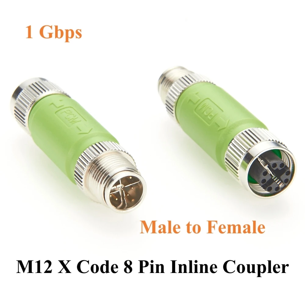 Profinet M12 X Code 8 Pin Male to Female Inline Joiner 1Gbps Cat5e Ethernet Gigabit Network Shield Coupler for Automation, Robot