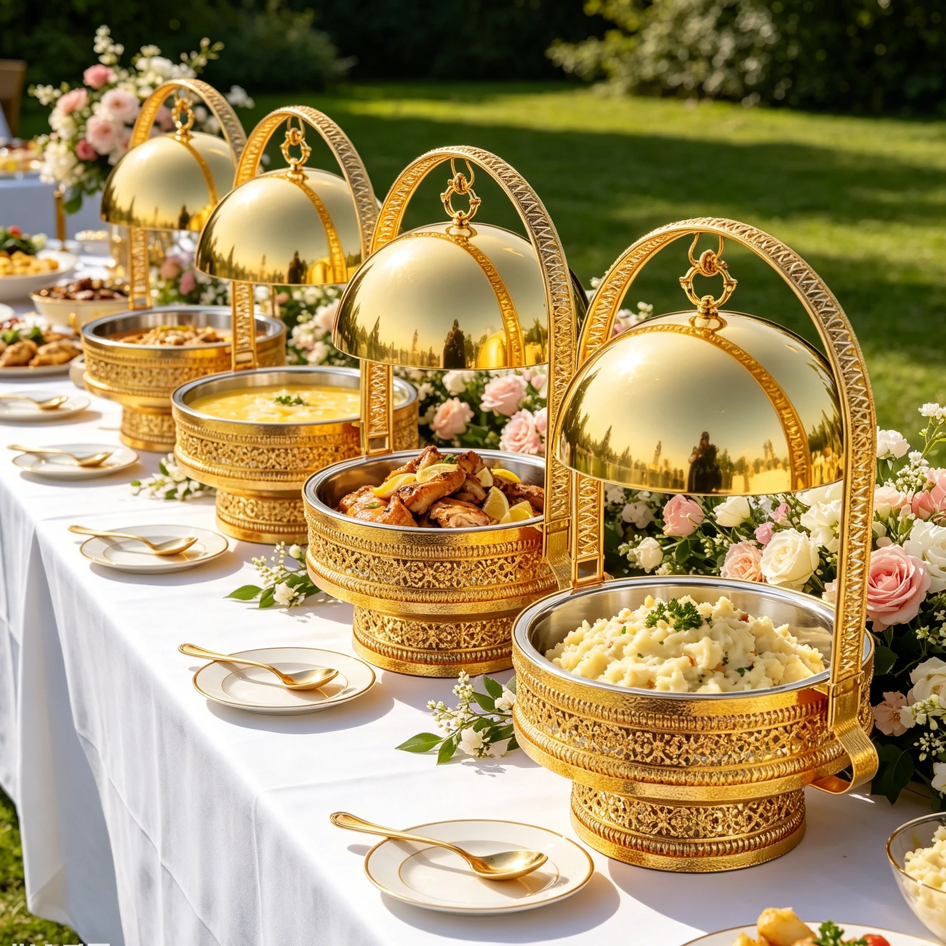 *Baroque Carved Finish 8L Chafing Dish Buffet Set Luxury Dishes Food Warmer Cheffing for Wedding Party Banquet Restaurant