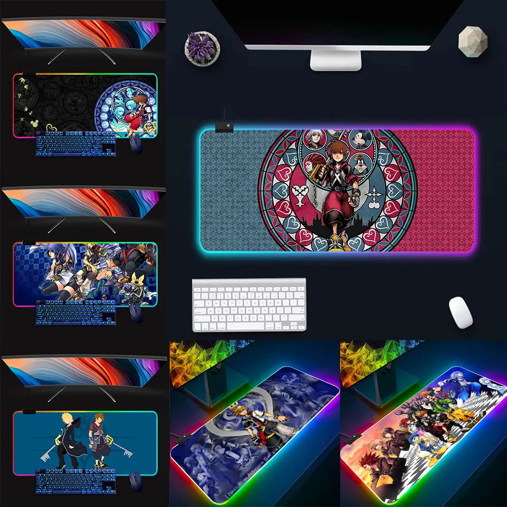 

Kingdom Hearts RGB Pc Gamer Keyboard Mouse Pad Mousepad LED Glowing Mouse Mats Rubber Gaming Computer Mausepad