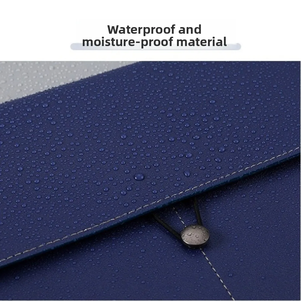 Portable Leather A4 File Bag Thickened Large Capacity Document Bag Business with Rope Buckle Clamping Folder For Office Use