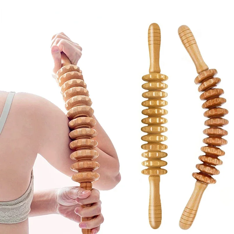 

Массажер для фасции тела, противоскользящая ручка, деревянная канавка, шестерня, руки, ноги, бедра, ягодицы, гладкий роликовый массажер для расслабления спины