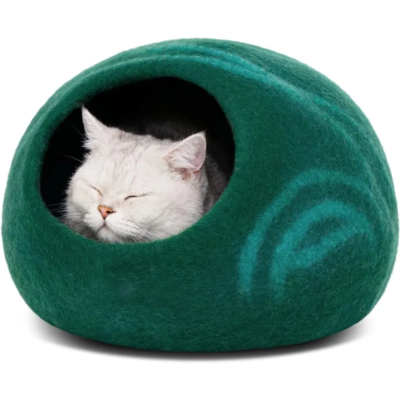 Imagem -04 - Cama de Feltro Artesanal para Gatos e Gatinhos Caverna do Gato 100 lã Merino Premium