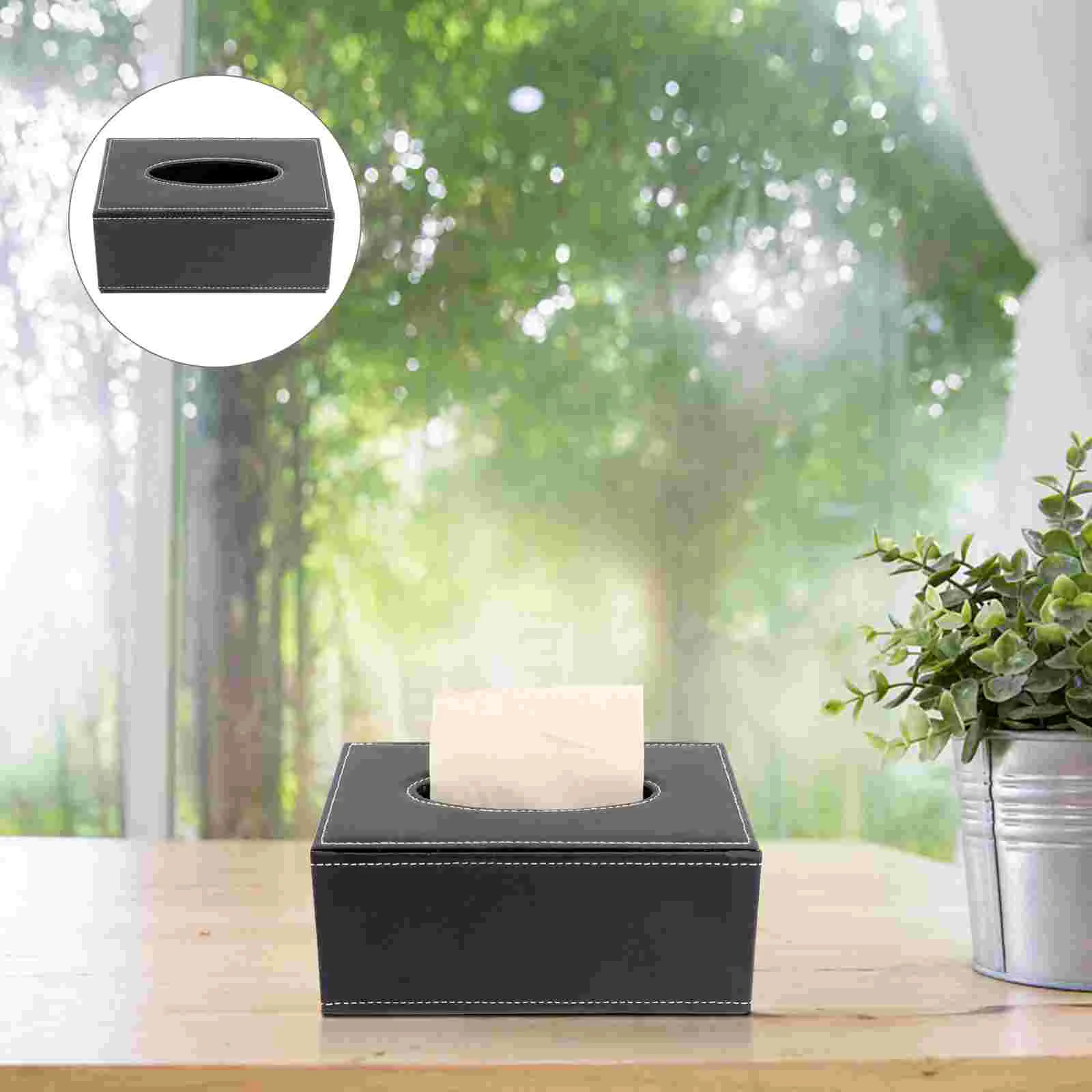 

Pretty Tissue Box Office Retro Decor Facial Organizer Pu Convenient Napkin Holder