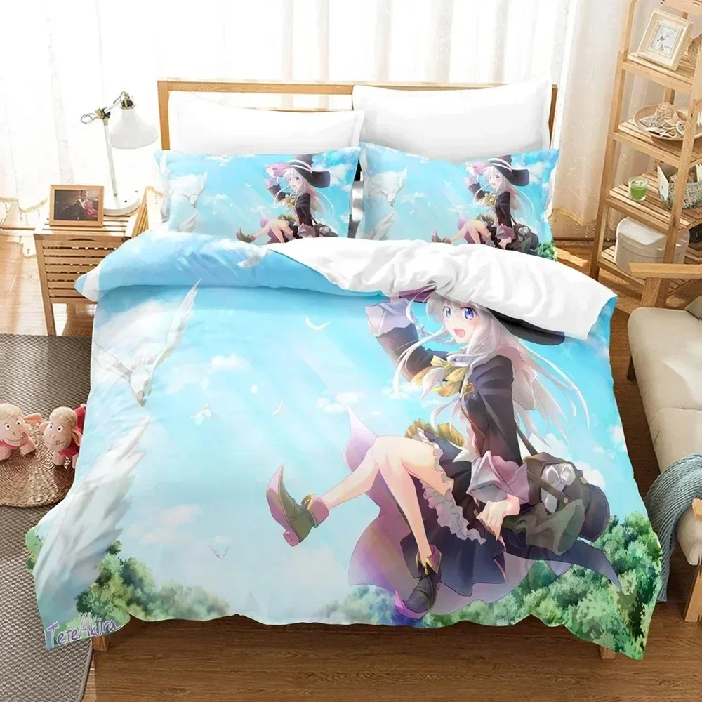 3D Printed Anime Bedding Set Wandering Witch The Journey of Elaina Duvet Cover Double Twin Full Queen King Adult Kid Quilt Cover