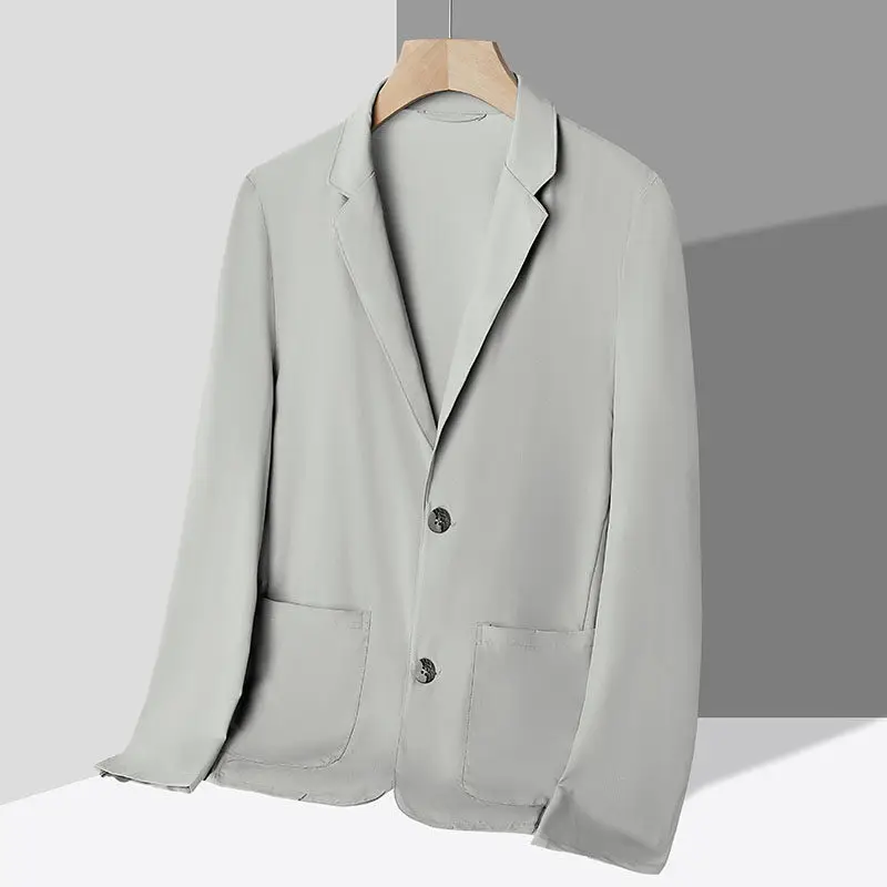 2025 Summer Ice Silk Thin Breathable Sunscreen Men's Blazers Classic Solid Color Slim Casual Sun Suit Jacket Social Men Clothing