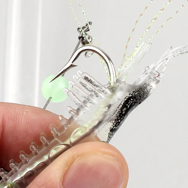 Lure bait soft shrimp with hook9cm/6gBionic Bait Simulation Soft Bait Luminous Bass Snakehead Fish Shrimp Hook