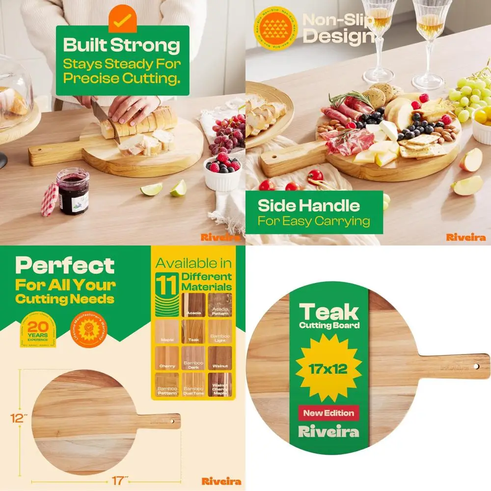 

Natural Teak Wood Cutting Board - Innovative Juice Groove, Decorative Kitchen Chopping Board for Gourmet Cooking