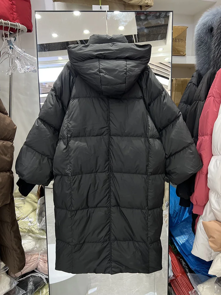 Inverno novo puffer casacos femininos outerwears casual simples high-end com capuz jaquetas à prova de vento grosso quente neve longo parker