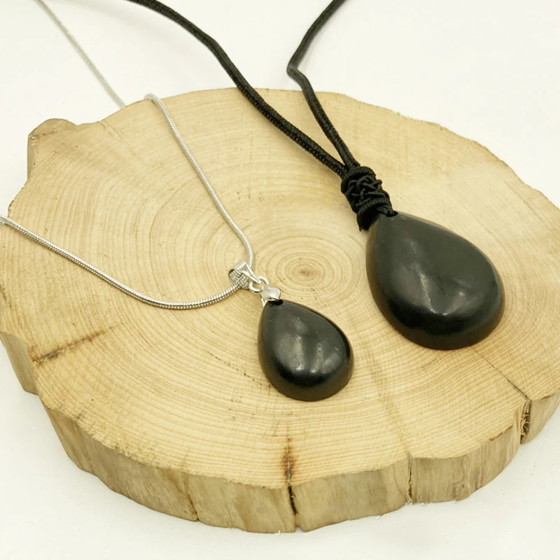 CHENYISHI 50%-70% Carbon Shungite Original Natural Pendant New Design Women's Water Drop Necklace