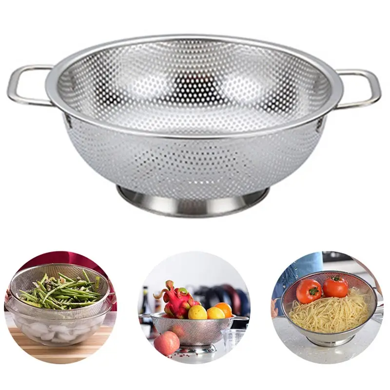 

Kitchen Strainer Stainless Steel Drain Basket Sink Colander Stainer Rice Washing Frying Basket Food Drain Basket Cooking Tools
