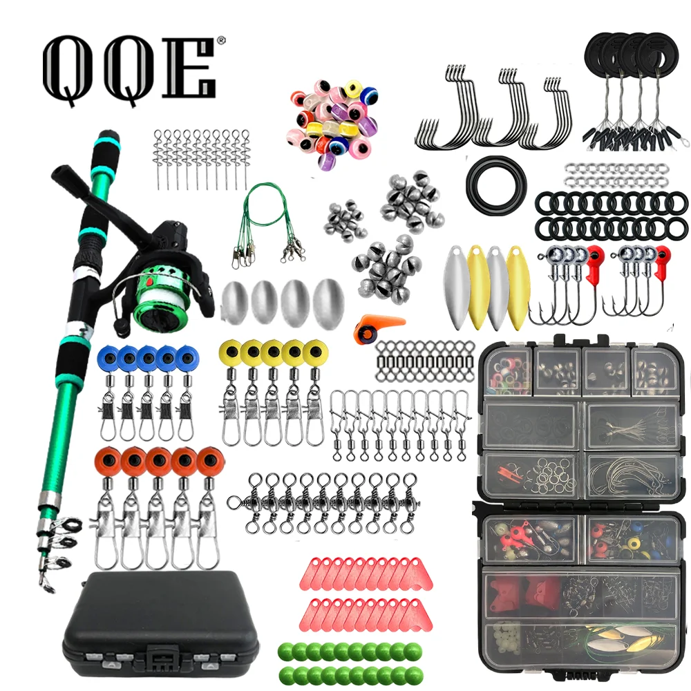 QQE 2026 Hotselling Fishing Pole Set Full Kits Fishing Rod 1.8-Meters Telescopic Rod  Fishing KitBaits Hooks Travel Pole Set