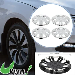 UXCELL 4 Pcs 15 Inch Car Wheel Rim Hub Cover Wheel Hub Caps Universal for Car Pickup Truck SUV Plastic Clip-onTone Hub Caps