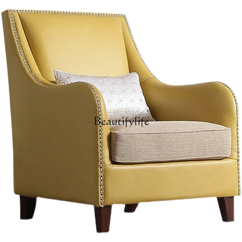 

yj9 American single sofa leather back chair living room small apartment leisure tiger chair