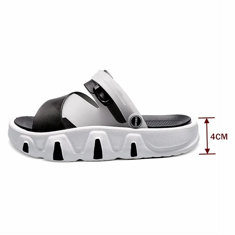 Summer Men Slippers New Fashion Comfort Thick Bottom Height-increasing Sandals Design Beach Outside Increase Soft Bottom Sandals