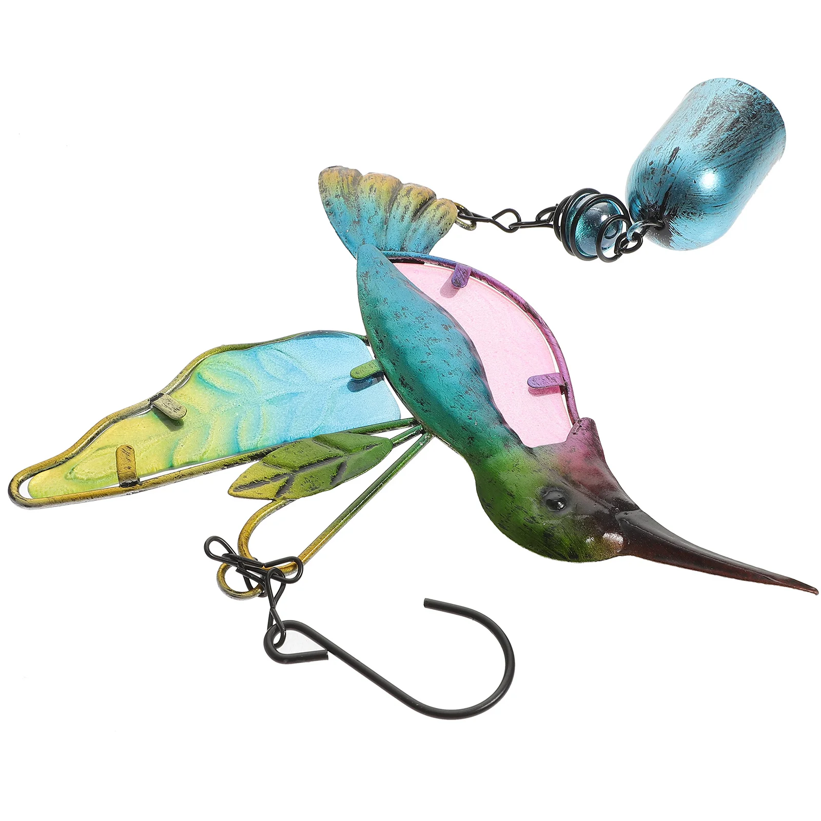 

Iron and Glass Hummingbird Wind Chimes with Spinning Bells Sweet Sound for Outdoor Indoor Hanging Decorative Pendant Hummingbird