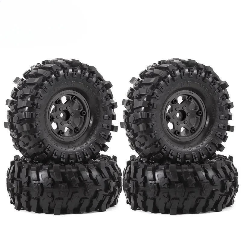 

4PCS plastic wheel hub 1.9" Rubber Rock Tyres Wheel Tires for 1:10 RC Crawler Car Axial SCX10 90046 AXI03007 TRX4 Redcat