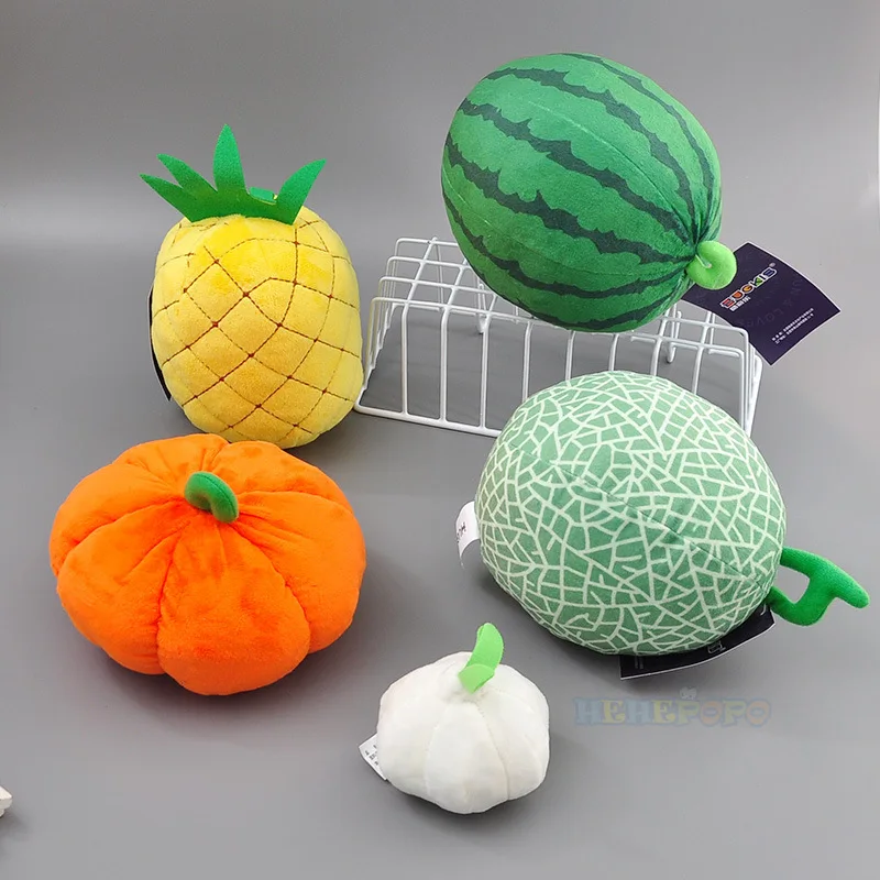 

Premium Stuffed Fruit Toy Assortment - Realistic Watermelon Pineapple Cantaloupe Plushies for Pretend Play and Educational Games