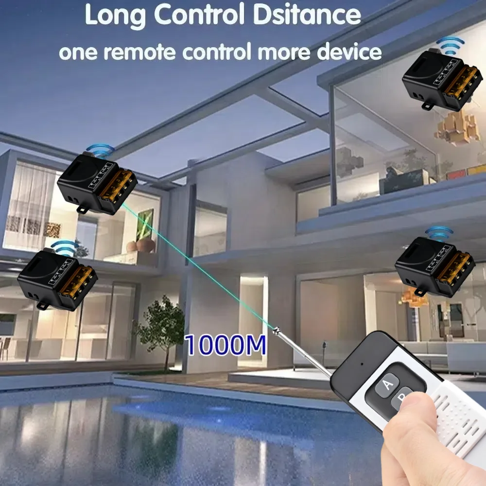 RF 433 MHz Drahtlose Fernbedienung AC 110 V 220 V 30 A 1000 Meter RF-Relaisempfänger und Sender für Lampen-Elektrogeräte-Lüfter