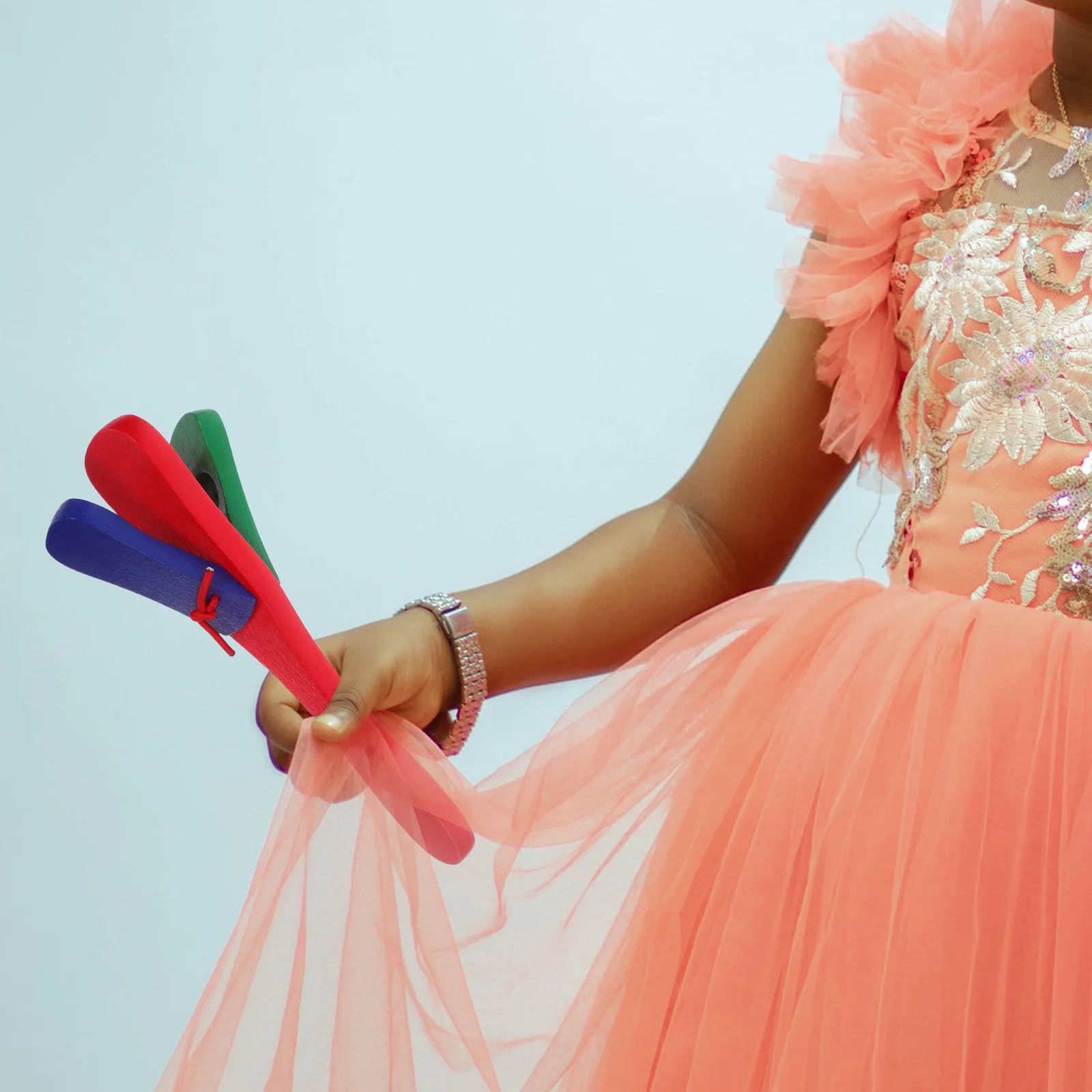 

Wooden Castanet Long Handle Child Percussion Instrument Early Rhythm Training Orff Education Musical Clapper for Kids Preschool