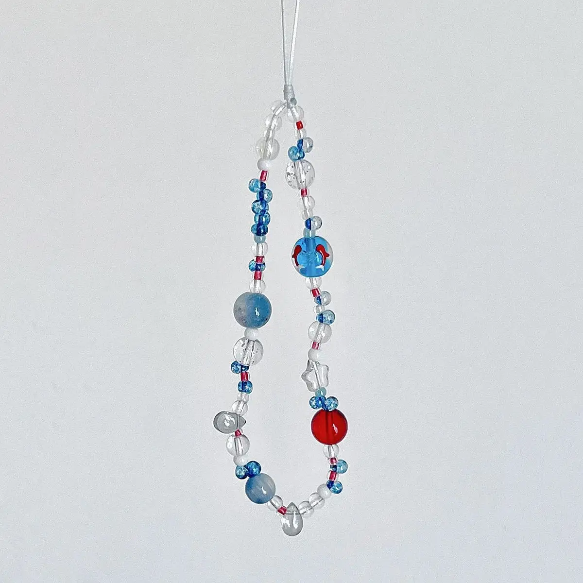 Ins estilo burbuja pez dorado funda de teléfono cadena CCD cámara cordón decoración DIY rojo azul con cuentas llavero Correa