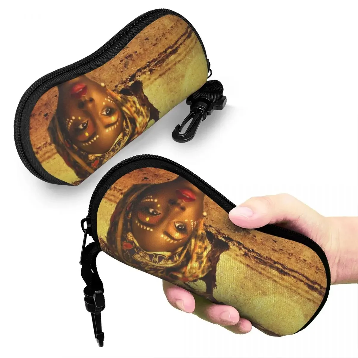 نظارات شمسية الملكة الأفريقية حافظة ناعمة من النيوبرين بسحاب للنساء حافظة نظارة صندوق حماية مخصص للنظارات #5