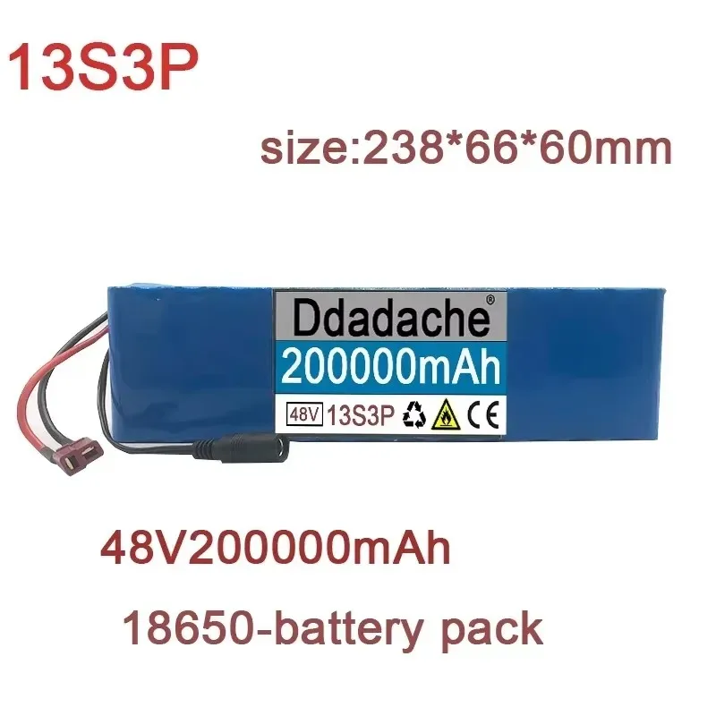 Free Shipping 48V200000mAh 20000W 13S3P XT60 18650 Lin-ion Battery Pack 200Ah for 54.6V E-bike Electric Bicycle Scooter with BMS