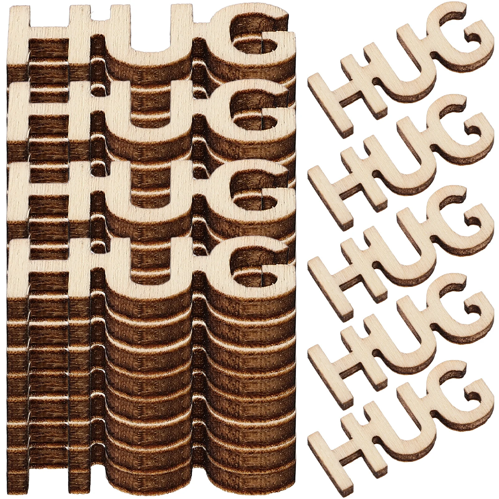 

100Pcs Decorative Hug Cutouts Wooden Letter Pieces Fun Gift for Boyfriend Girlfriend Husband Wife Friends Hug Cutouts