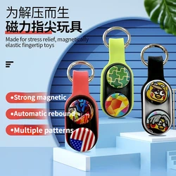 Hand Rotary Spinner Fingers Magnetic Buckles Fidget Anti-Stress Toys Elastic Colorful Decompression for Relieve Stress Anxiety