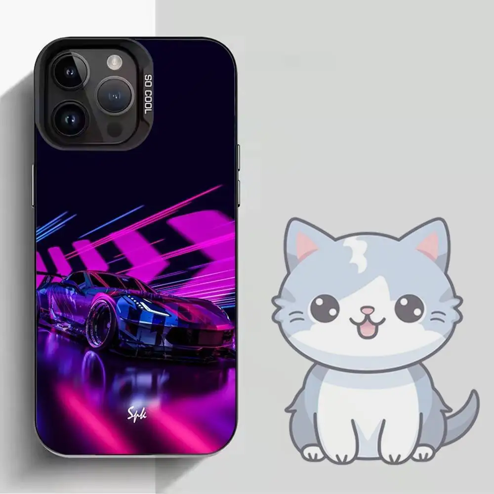 حافظة هاتف لعبة R-Rocket L-League لهاتف iPhone 16,15,14,13,12,11,Mini,Pro,MAX غطاء أسود غير لامع مقاوم للصدمات