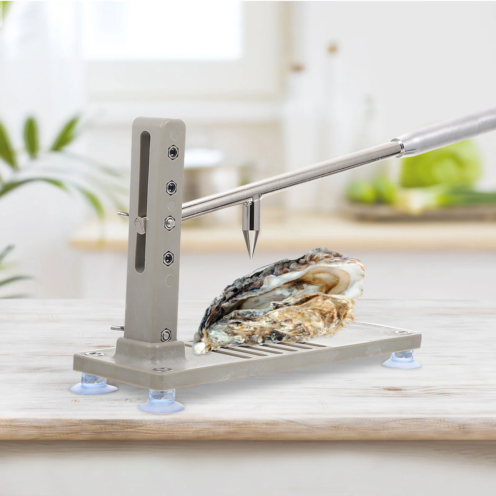 Opener Oyster Adjustable Bracket Pry Tool Light Grey Multifunctional Seafood with Gear Adjustment Shellfish