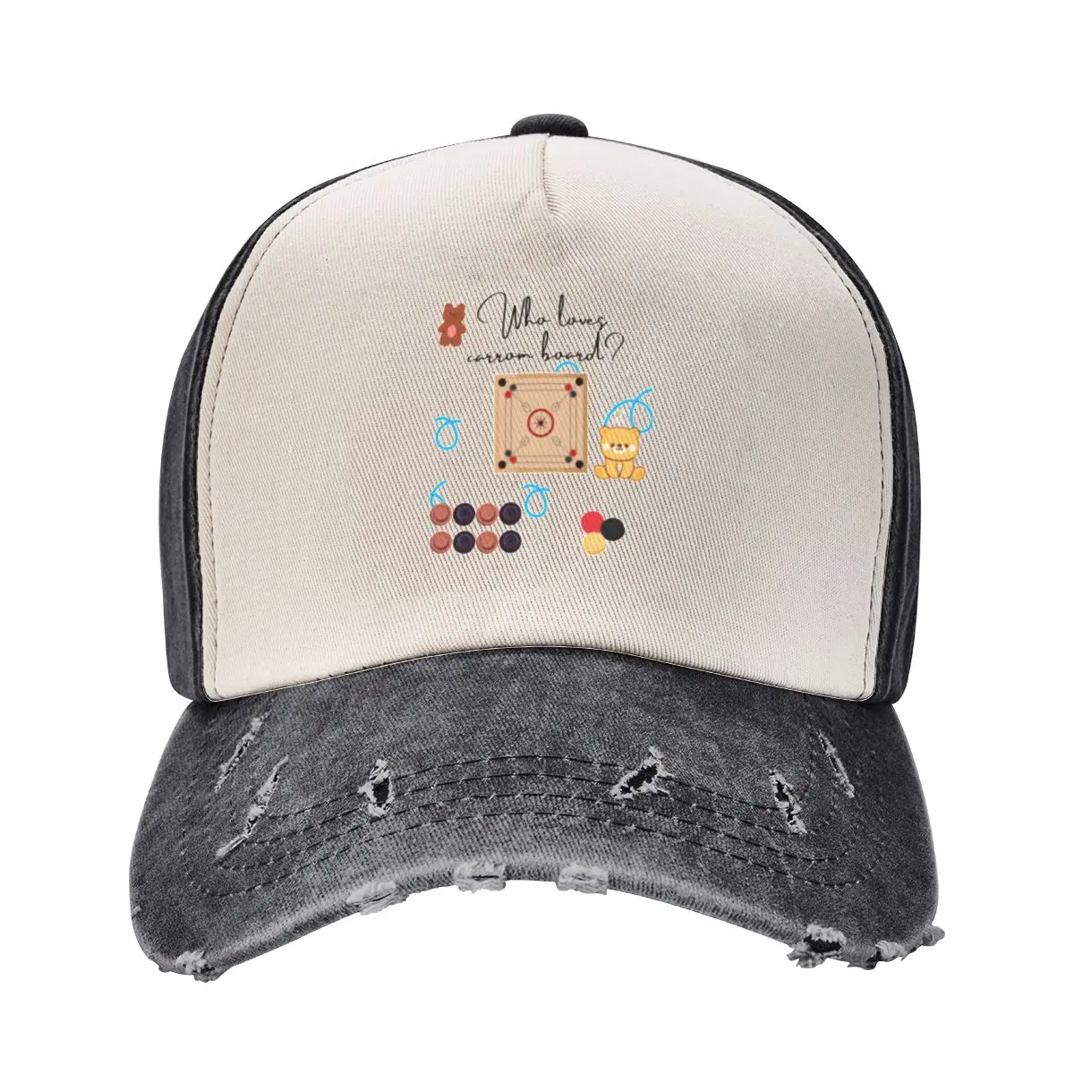 Carrom Board Game Design t.shirt Baseball Cap Thermal Visor Snapback Cap birthday Caps For Men Women's