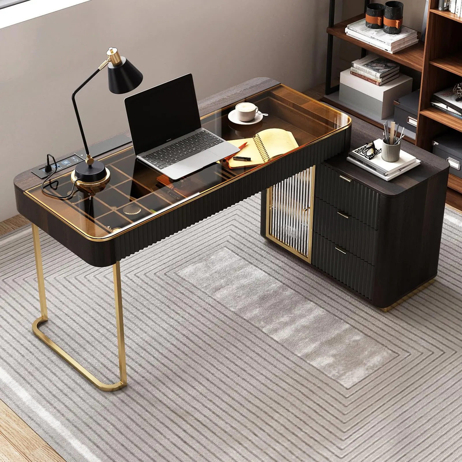 Office Desk, Very Easy to Assemble, Computer Desk, Home Telescopic Writing Desk, Modern Computer Desk with Retractable