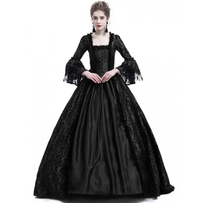 Vintage Middeleeuws Paleis Vrouwen Avond Feestjurk Fancy Renaissance Pleuche Retro Fluwelen Staart Cosplay Kostuum Disfraz Mujer