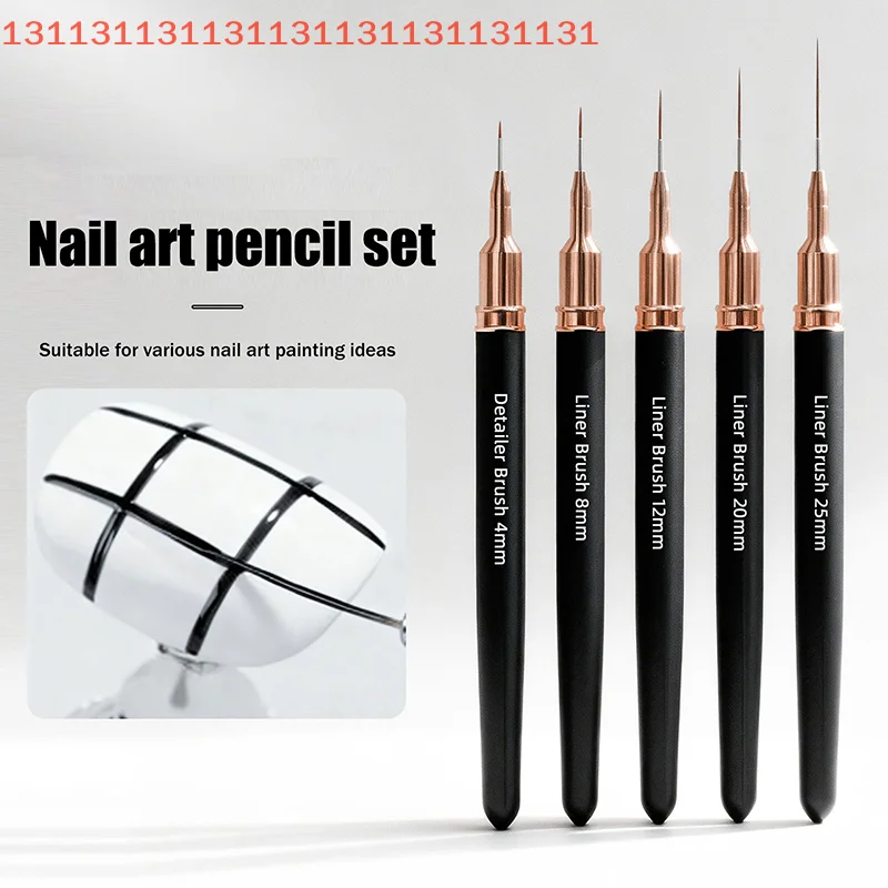 5 قطعة 4/8/12/20/25 مللي متر أقلام مانيكير لخطوط طويلة وتفاصيل رقيقة اللوحة الرسم أداة مسمار الفن بطانة فرش مجموعة أحجام مختلفة