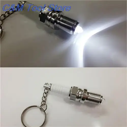 1Pcs New Arrival Casual LED Auto Key Chain Spark Plug Auto Key Chain Keychain Car Parts Keyring Approx.60mm/2.37