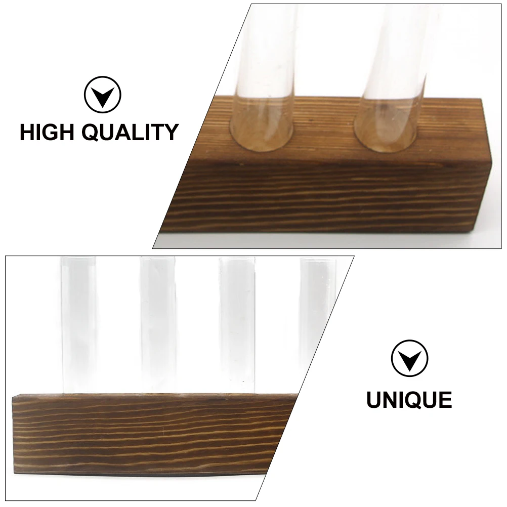 

Wooden Vase Home Decor Glass Vases Tube Flower Container Solid Decorative Hydroponic