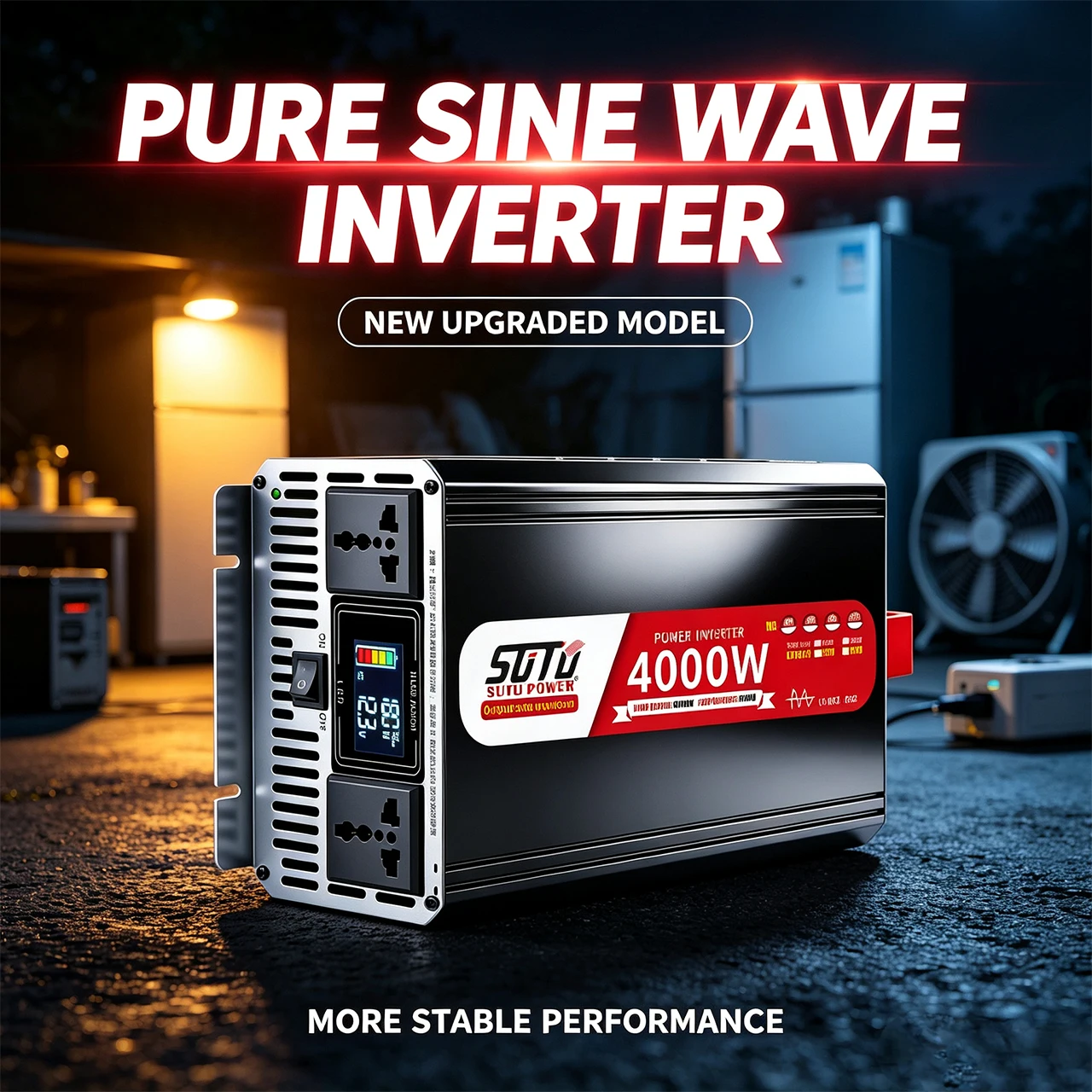 Inversor de Onda Sinusoidal Pura 12V 24V 4000W a 220V 50Hz 110V 60Hz, Convertidor de Energía Solar para Coche y Hogar, enchufe universal y europeo