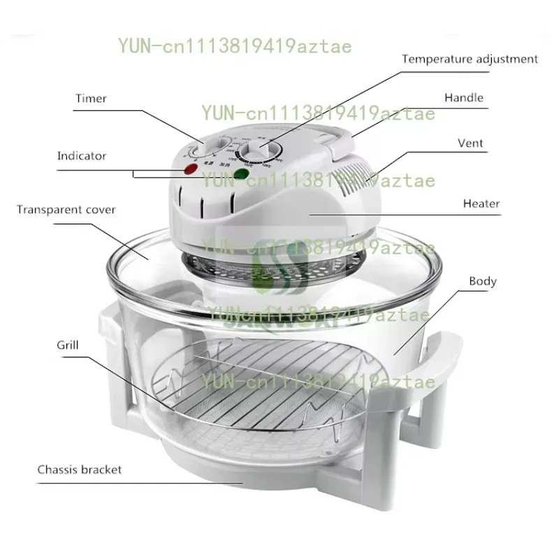 12L Halogen Oven Turbo Oven Wave Oven 1300w Electric Fryer air halogen cooking pot Air frying machine Lightwave furnace