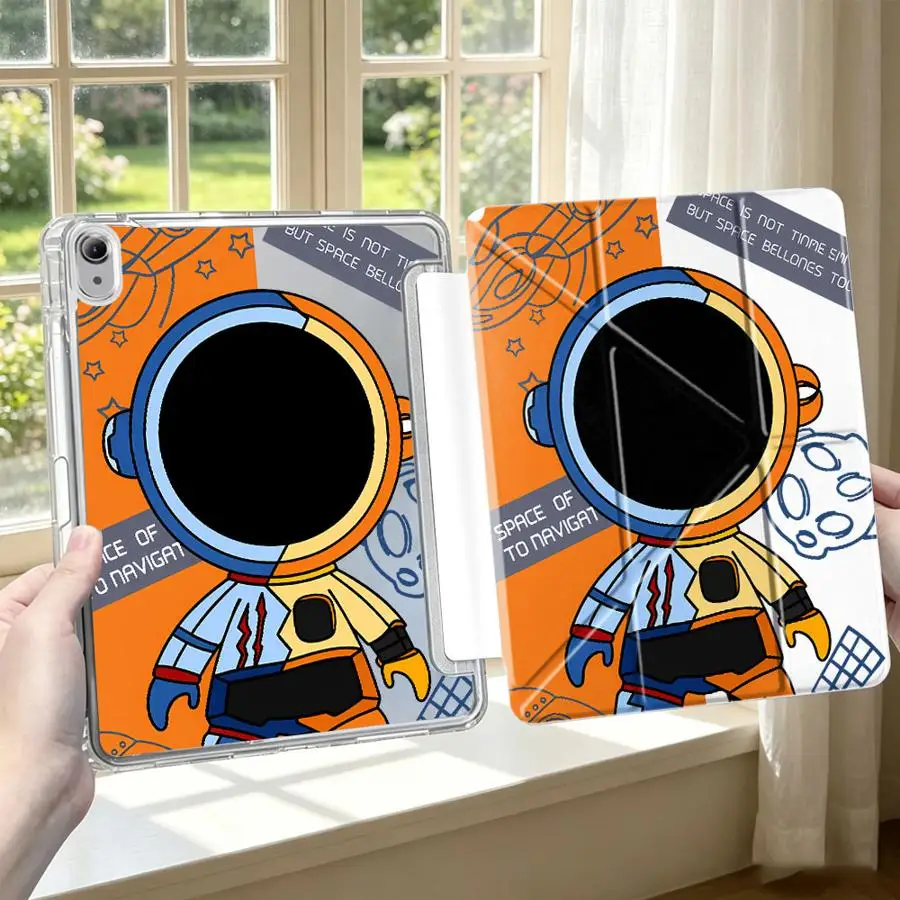 Cute Astronaut With Pen Slot Cover Tablet Case For iPad Air 8 M2 M3 3 11th Mini 7 6 5 9th 10th Gen 12th Pro 13 2025 2026