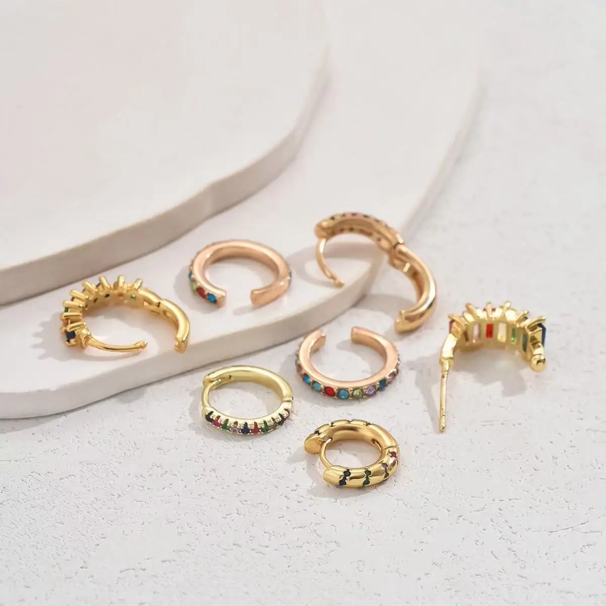 7 teile/satz Mode Mehrfarbige Stud Ohrringe Für Frauen Zirkon Ohr Manschetten Ohne Piercing Ohrringe Schmuck Geschenk – Detail 4