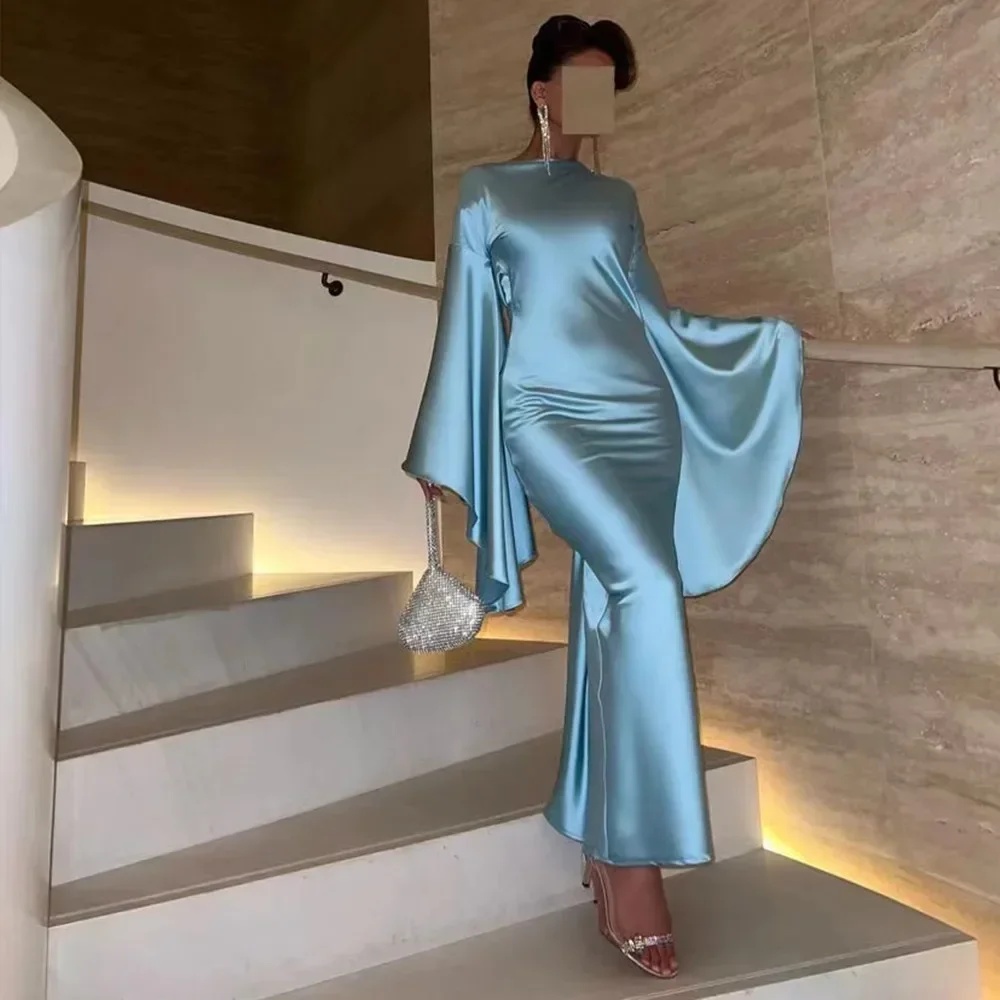 

Customized Long Sleeves Prom Dresses Criss Cross Sexy Backless Cocktail Party Women Wear Mermaid Evening Formal Occasion Dress
