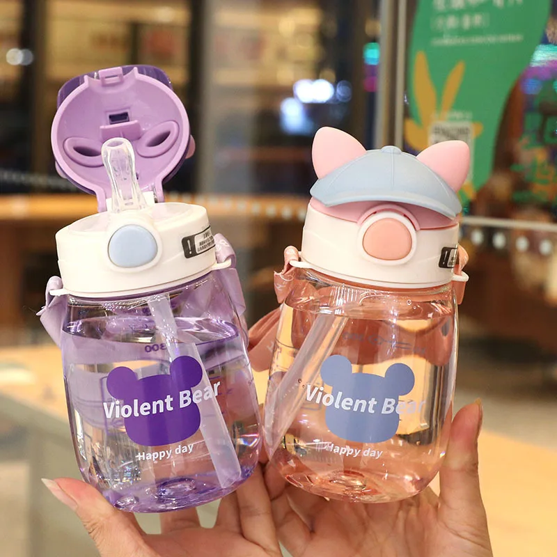 550ML Cartoon Kids Water Bottle with Straw for Children Girls School Portable Outdoor Travel Drinking Tumbler BPA FREE Gifts