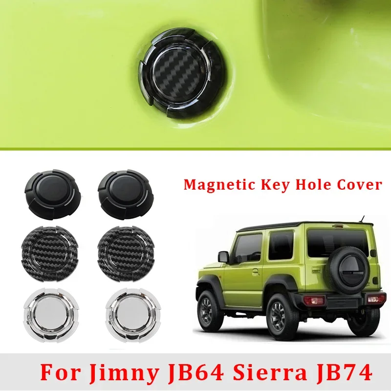 For Suzuki Jimny JB64 Sierra JB74 Styling Magnetic Car Door Key Hole Cover Chrome Door Lock Trim Exterior Decoration Accessories