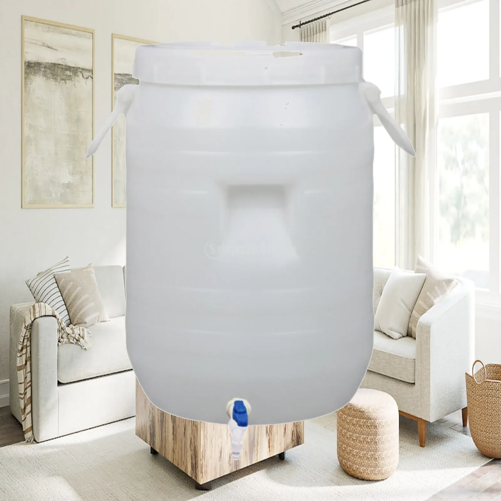 PP Bucket with Lid Storage Bin Lightweight Versatile Food Storage Container Organizer for Rice Laundry Bird feed Camping Cafe