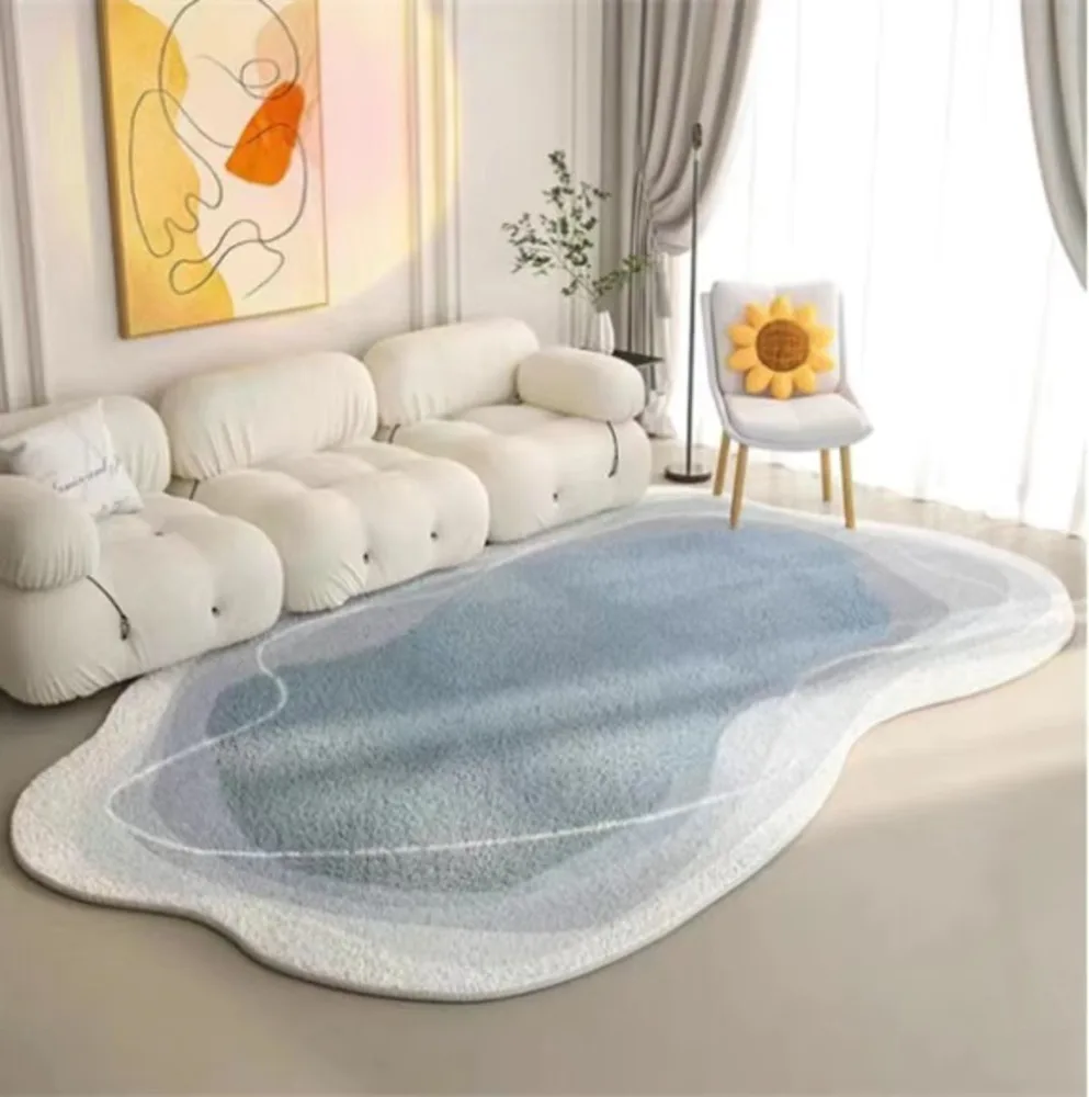 Ins Irregular Shaped Living Room Carpet Gradient Rugs For Bedroom Large Area Fluffy Soft Floor Mat Home Decoration Washable Rug