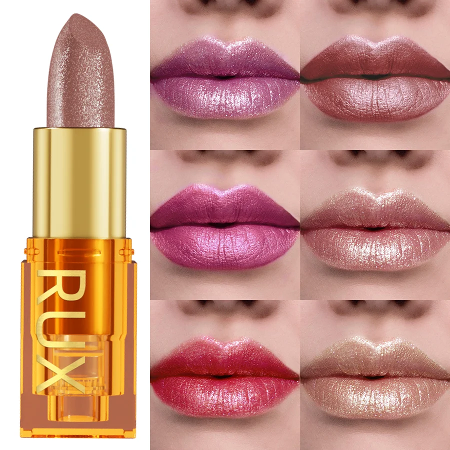 16 colores, brillo intenso y intenso, lápiz labial metálico brillante, tinte de labios nacarado, maquillaje de labios de larga duración, regalos para cosméticos de mujer