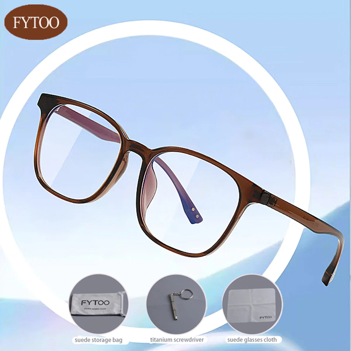 FYTOO Daily Stylish Cool Tea Square-Round Glasses Lightweight TR, Comfortable Durable, Top Gift.2517LC&K